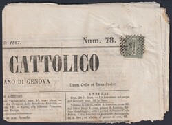 Regno, giornale completo STENDARDO CATTOLICO da Genova, affrancato ...