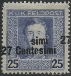 Occupazione Austriaca 1918 27 C. su 25 oltremare, con doppia ...