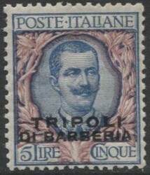 Tripoli di Barberia 1909 francobollli d'Italia soprastampati, serie ...