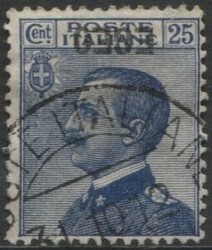 Egeo 1912 25 C. azzurro, con soprastampa capovolta, firma Fiecchi ...