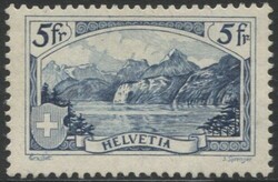 Svizzera 1928 Veduta del Monte Rutli, 5 F. azzurro (N° 230 - cat. ...
