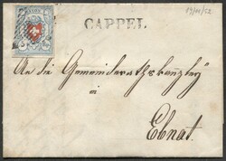 1851 bella lettera spedita da Cappel, affrancata con 5 Rp. croce non ...