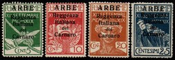 Arbe 1920 serie di 4 valori soprastampati REGGENZA ITALIANA DEL ...