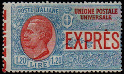 Regno 1922 espresso non emesso, 1,20 L. azzurro e rosso (N° E 8)