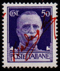 Luogotenenza, 50 C. violetto, soprastampato BADOGLIO in tipografico ...