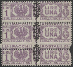 Luogotenenza 1945 1 L. violetto con varietà inedita, coppia con due ...