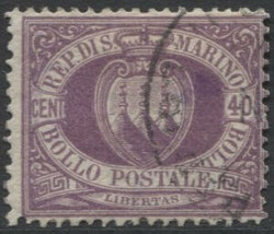 San Marino 1877 Stemma, 30 C. bruno e 40 C. lilla scuro (N° 6/7 - ...