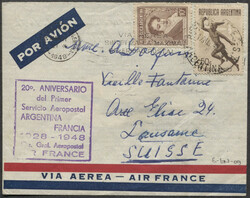 Busta volo dall'Argentina per la Francia, 20° Anniversario in data ...