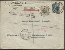 Busta volo da Anversa per Bruxelles, 6 Agosto 1929, con timbro di ...