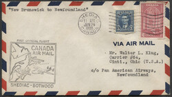 Busta volo da Shediac in Canada per Botwood in Scozia, 24 Giugno 1939 ...