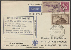 Cartolina volo dalla Francia per l'America del Sud, 17 Febbraio 1935, ...