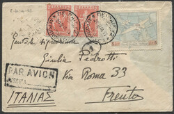 Busta volo dalla Grecia per Trento, 20 Luglio 1931, timbro di arrivo ...
