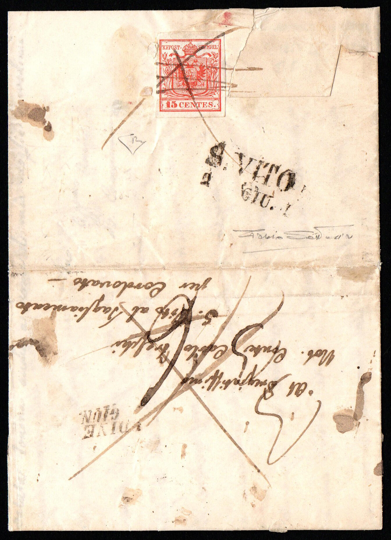 Lombardo Veneto, fresca lettera da Udine 1/6/1850 SI piccolo sul ...