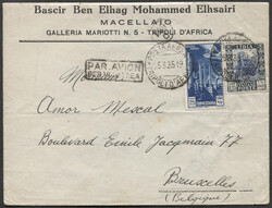 Libia 25 Marzo 1935 lettera per via aerea, affrancata per 2 L. , ...