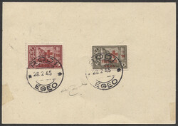 Egeo 1945 2 valori Pro Croce Rossa affrancati su cartolina postale ...