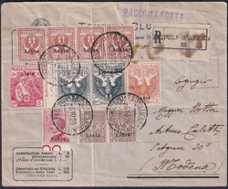 Libia 6 Ottobre 1920 splendida raccomandata affrancata per 1,35 L. ...