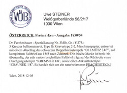 Österreich, 1850, ANK-Nr. 3 M Ib Gravurtype 2-2, 3 Kreuzer, ...