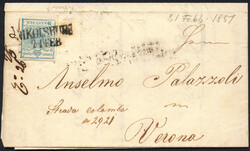 Österreich, 1850, ANK-Nr. 5 H I, 9 Kreuzer, 'blau', Magistirs P 153, ...