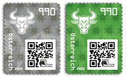 Österreich, 2022, CS 4.0, Bulle, Crypto Stamps (2 Stk.), in den ...