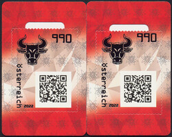 Österreich, 2022, CS 4.0, Bulle, Crypto Stamps (2 Stk.), in den ...