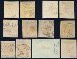 Österreich, LV, 1850, ANK-Nr. 1 H I, Partie Farben (12 Stück), von ...