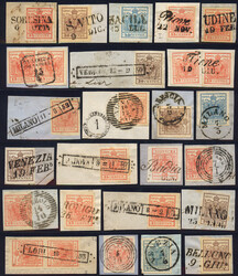 Österreich, LV, 1850, Partie Abstempelungen (24), u.a. SORESINA, ...