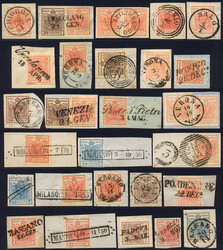 Österreich, LV, 1850, Partie Abstempelungen (27), u.a. TOSCOLANO, ...