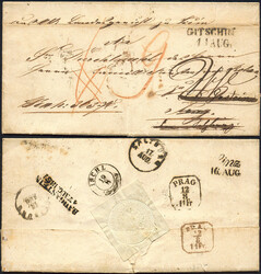 Österreich, Böhmen, 1851, nachgesandter Faltbrief an den Fürsten ...