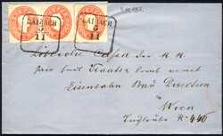 Österreich, Krain, 1860/61, ANK-Nr. 20 (3), 5 Kreuzer, 'rot', auf ...