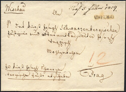 Österreich, Mähren, 1829, Briefkuvert mit handschriftlich 'Wischau' ...