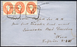 Österreich, Krain, 1860/61, ANK-Nr. 20 (3), 5 Kreuzer, 'rot', auf ...