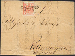 Österreich, 1850, ANK-Nr. 3 H Ia1, 3 Kreuzer, rot, Zwergschnitt, ...
