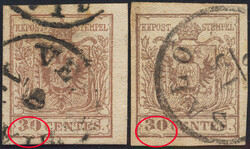 Österreich, LV, 1850, ANK-Nr. 4 M III, 30 Centesimi, 'braun', ...