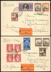 Vatikan, 1939/50, Partie (6) Ansichtskarten meist rekommandirt u.a. ...