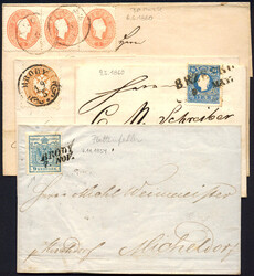 Österreich, Galizien, 1850/64, 4 Briefe von 2x BRODY (9 Kr. Brief ...