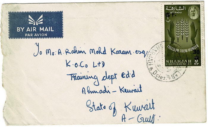 1964 envelope sent air mail to Kuwait with a revalued ‘30’ on 3np ...