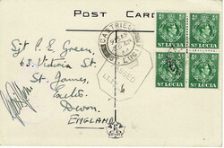 1944 censored picture post card (Beach at Vigie) to England with a ...