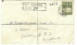 1936 registered envelope to England franked with a 5d, cancelled ...