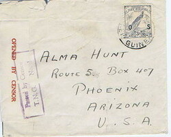 1941 censored envelope to Arizona, USA, bearing a 3d overprinted 'O ...