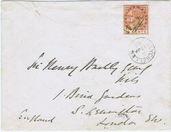 1888 envelope to London bearing a Mauritius 16c cancelled by the ...