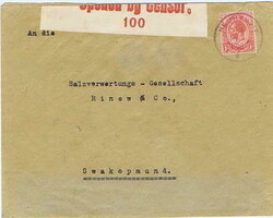 1918 censored envelope to Swakopmund franked with a South African ...
