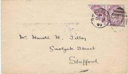 1893 locally addressed envelope franked with a bisected 1d lilac ...
