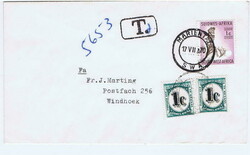 1970 envelope to Windhoek, sent as an unsealed letter with a 1c, ...