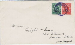 1919 (?) envelope to London with a 3c and 6c cancelled by the ...