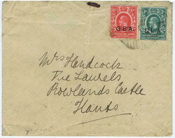 1921 envelope to England with a 6c and 3c cancelled by the rare large ...