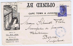 1916 illustrated piano advertising cover to Switzerland, censored and ...