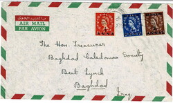 1955 cover sent air mail to Baghdad with a 1953 ½a on ½d, a 1a on ...