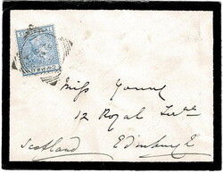 1887 mourning cover to Edinburgh with a 2pi cancelled NIKOSIA JU 28 ...