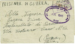 TRIPOLI. 1945 P.O.W. letter sheet sent stampless to Parma, Italy, ...