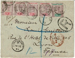 1893 cover sent registered to Lyon, France, with four Leeward Islands ...